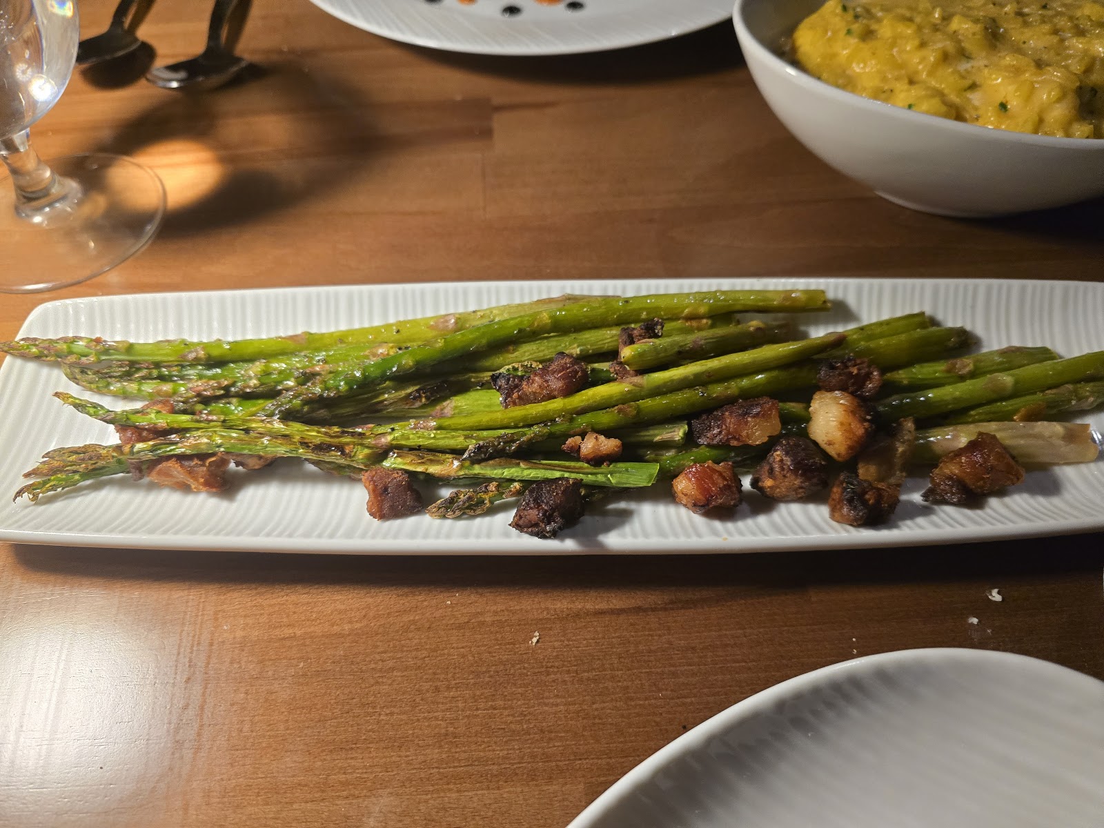Charred asparagus and pancetta shareable plate